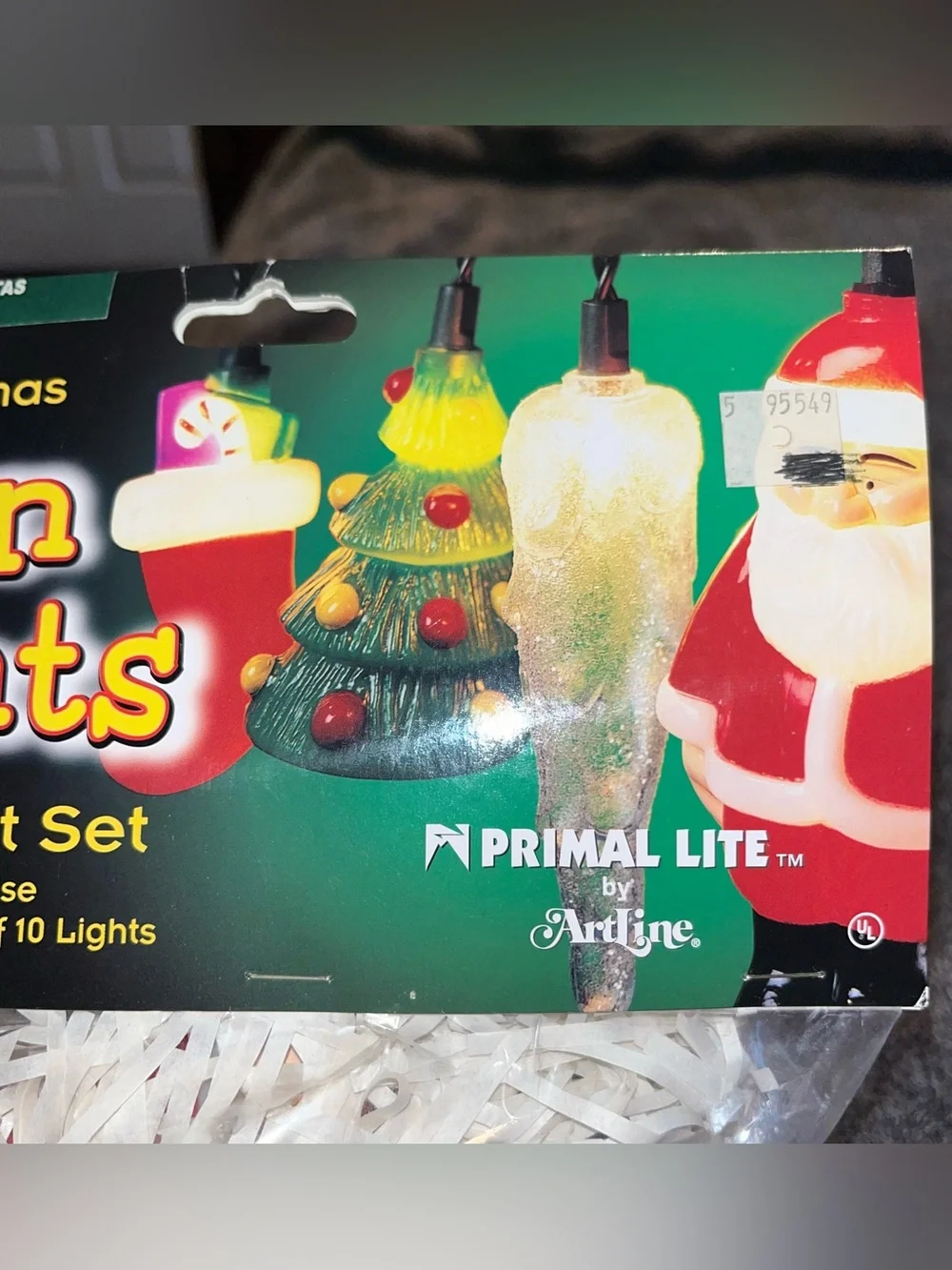 Vintage Santa String Light Set Y2K Blow Mold Christmas Primal Lite by Artline